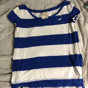 Blue and white stripped Hollister t shirt